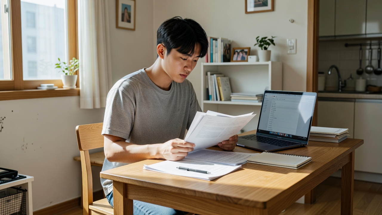 청년취업지원금 신청 자격 조건을 검토하는 모습