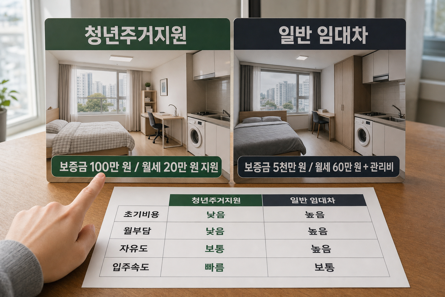 청년주거지원 비교: 일반 임대차와 장단점 정리