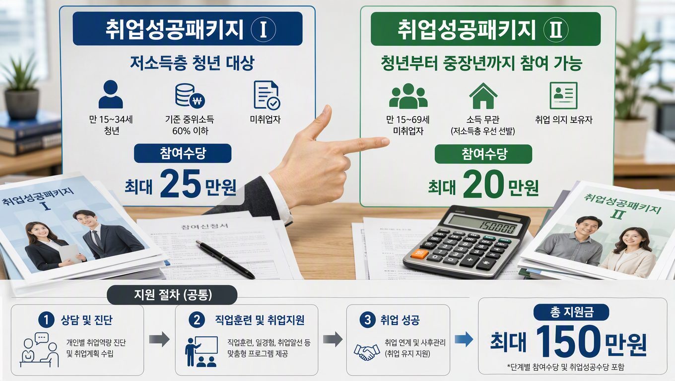 취업성공패키지 I·II 대상 차이와 단계별 과정, 수당 총액